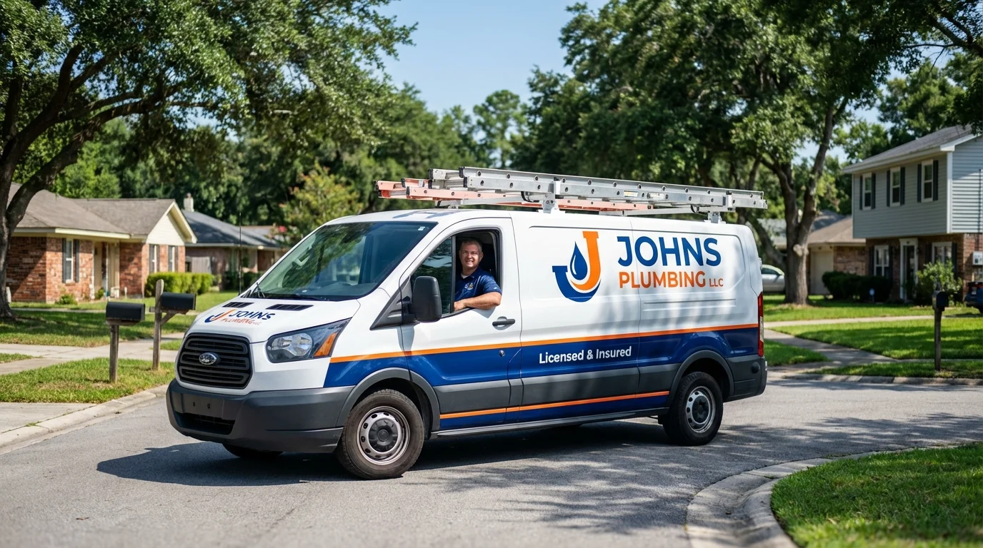 Johns Plumbing LLC service van in Saint Johnsbury, VT