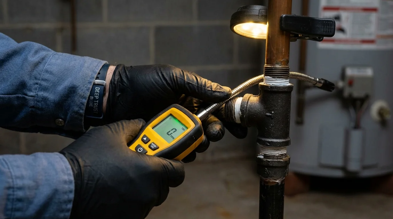 Gas leak detection with electronic sniffer by Johns Plumbing LLC in Saint Johnsbury
