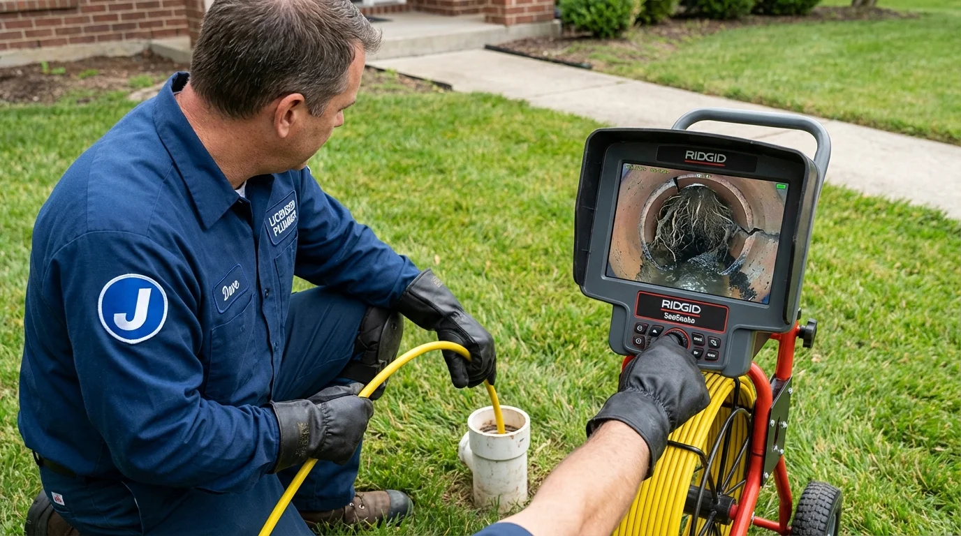 Sewer camera inspection being performed by Johns Plumbing LLC in Saint Johnsbury